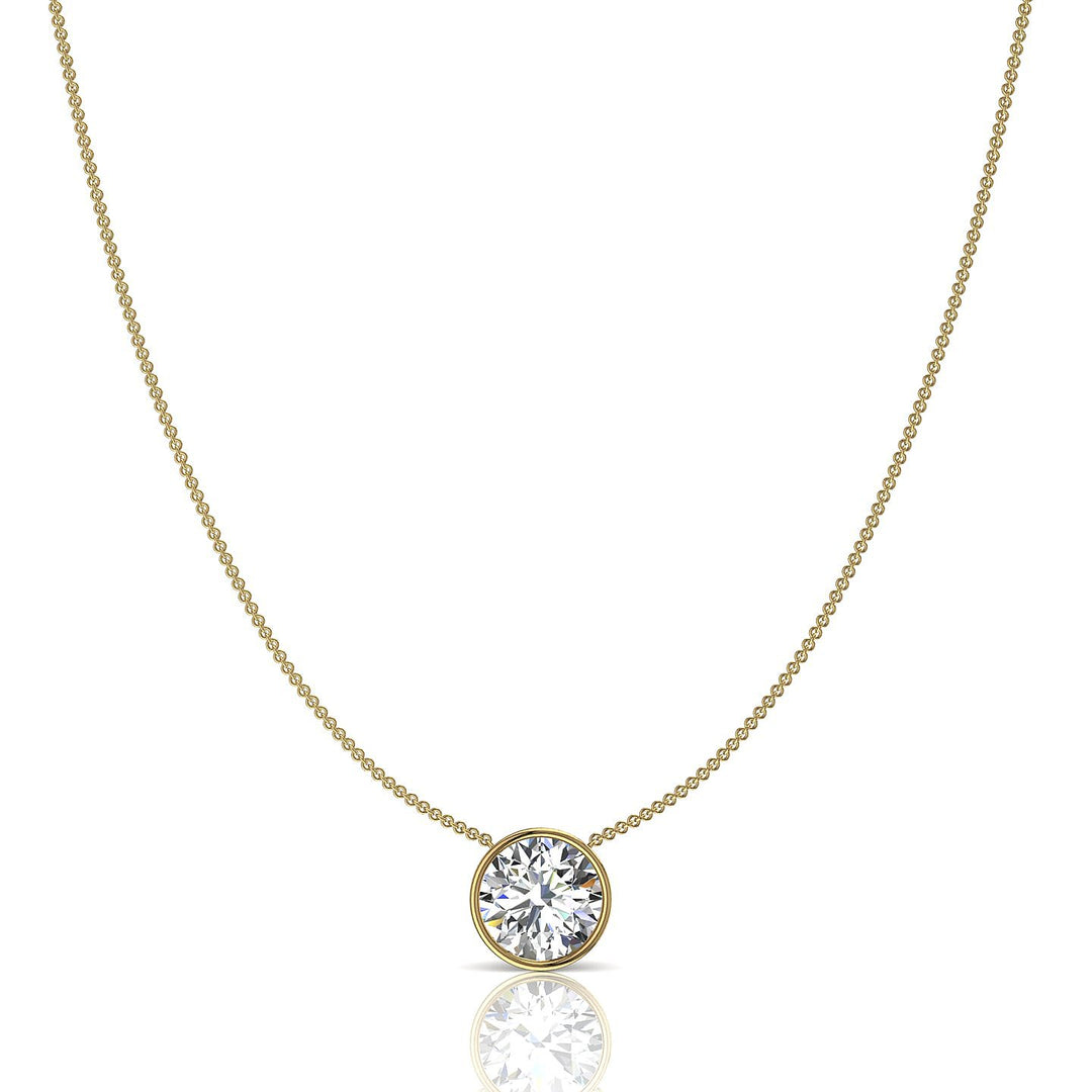 Pendentif diamant naturel rond 0.80 carat or jaune Barbara