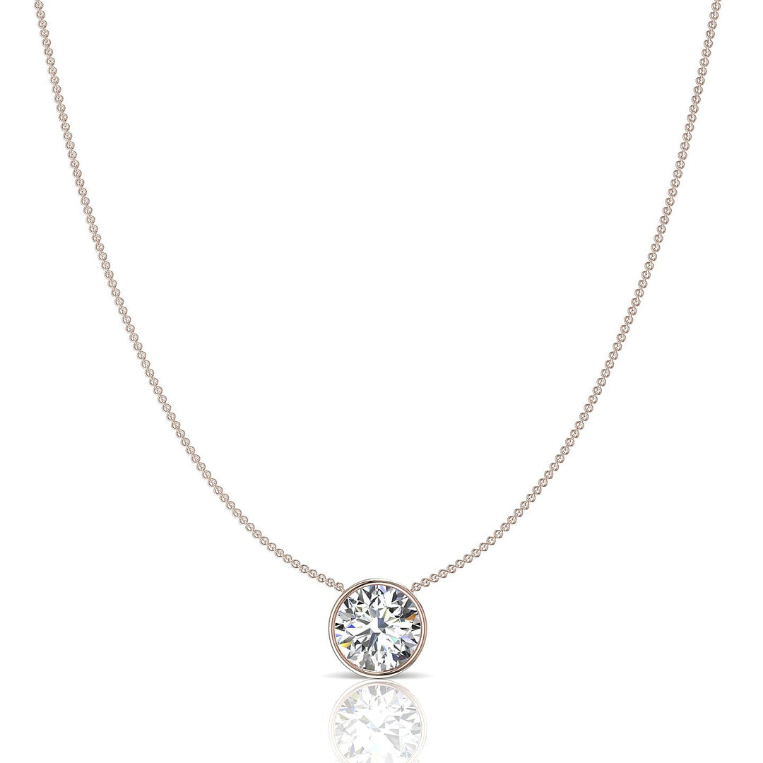 Pendentif diamant naturel rond 0.80 carat or rose Barbara