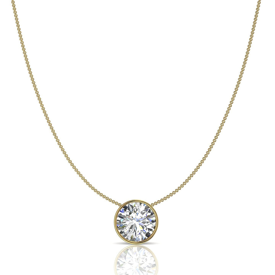Pendentif diamant naturel rond 1.00 carat or jaune Barbara