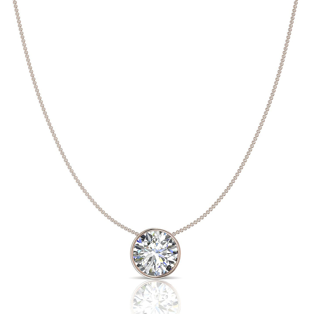 Pendentif diamant naturel rond 1.00 carat or rose Barbara