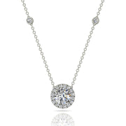 Pendentif diamant naturel rond 1.05 carat or blanc Aurora