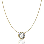 Pendentif diamant naturel rond 1.20 carat or jaune Barbara