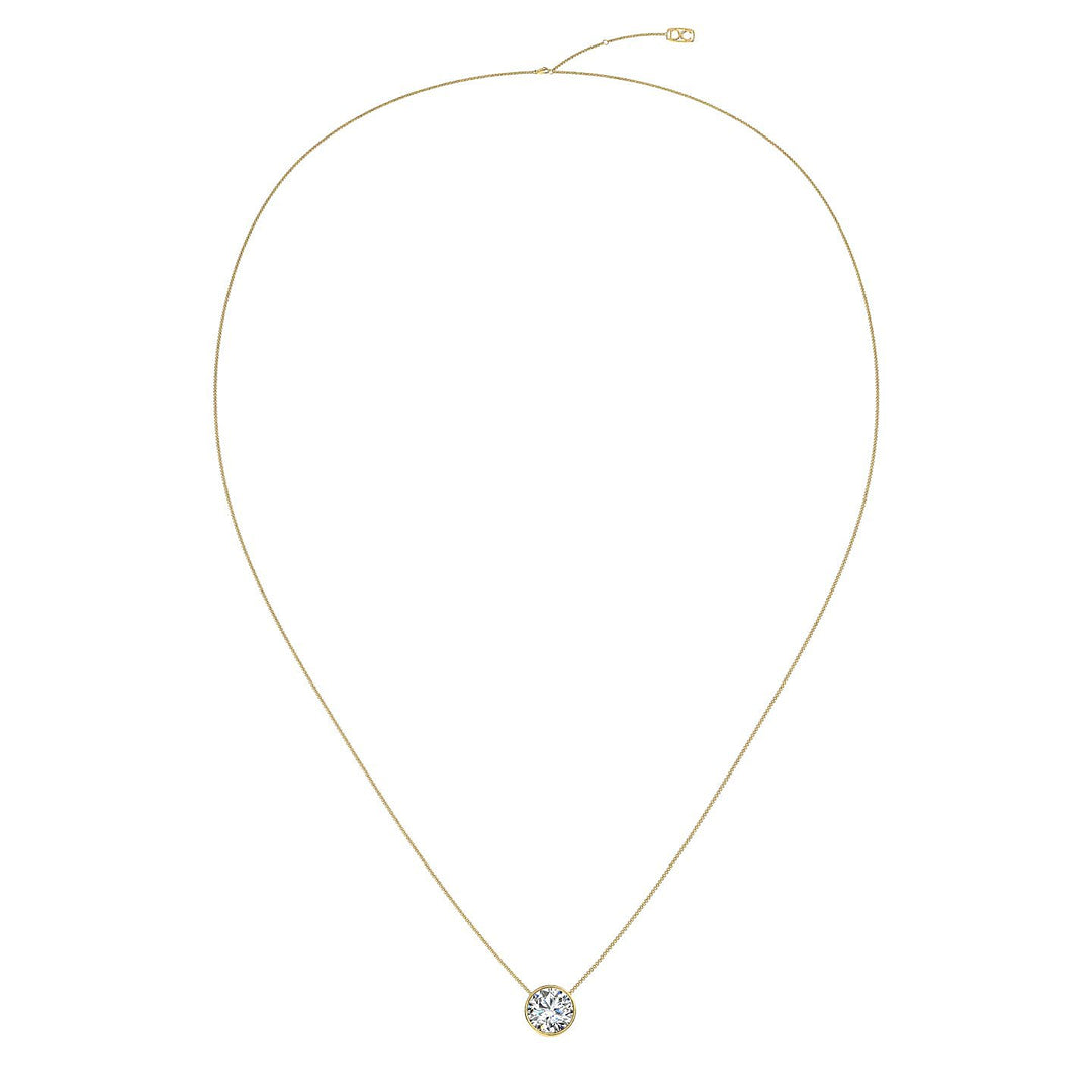 Pendentif diamant naturel rond 1.20 carat or jaune Barbara