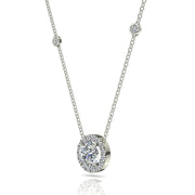 Pendentif diamant naturel rond 1.25 carat or blanc Aurora