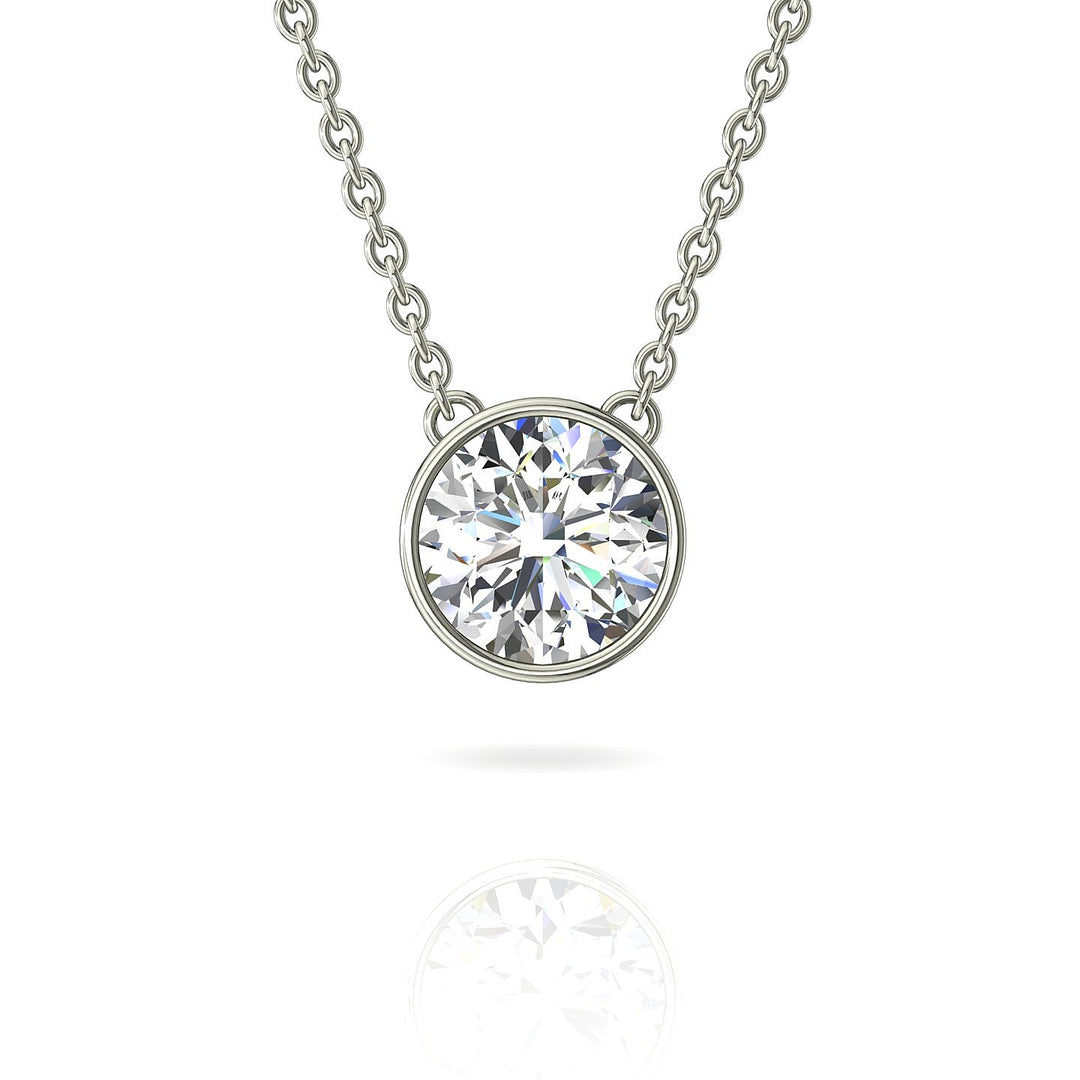 Pendentif diamant naturel rond 1.50 carat or blanc Barbara