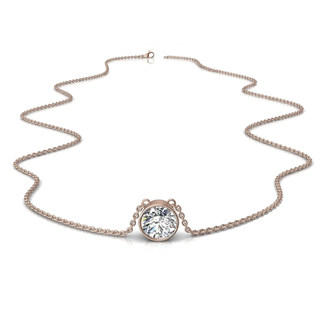 Pendentif diamant naturel rond 1.50 carat or rose Barbara