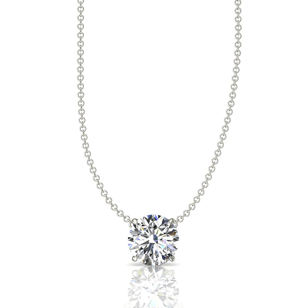 Pendentif diamant naturel rond 1.70 carat or blanc Ely