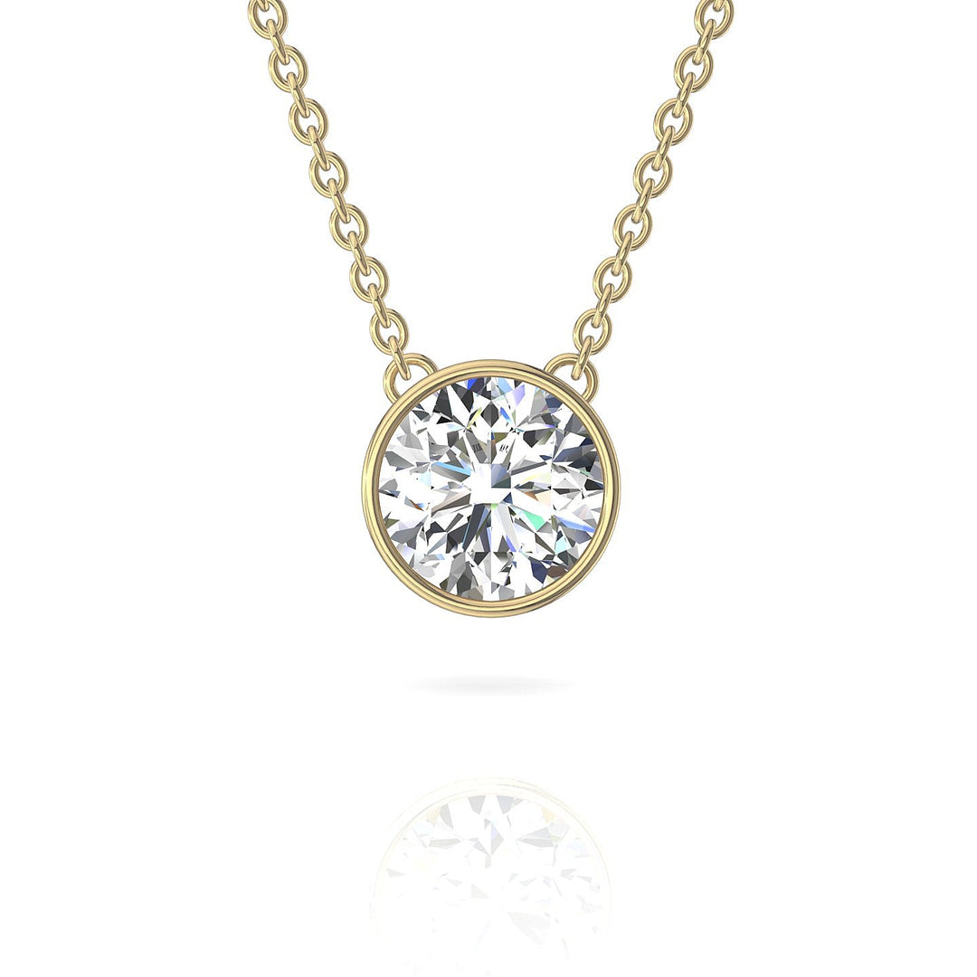 Pendentif diamant naturel rond 1.70 carat or jaune Barbara