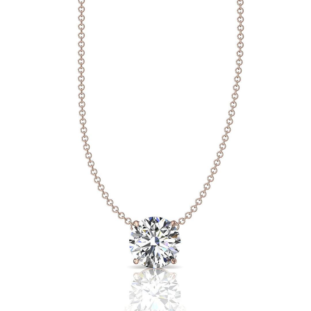 Pendentif diamant naturel rond 1.70 carat or rose Ely