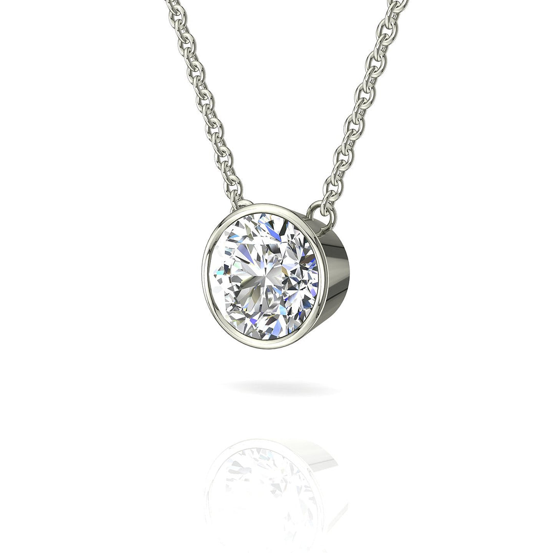 Pendentif diamant naturel rond 3.00 carats or blanc Barbara