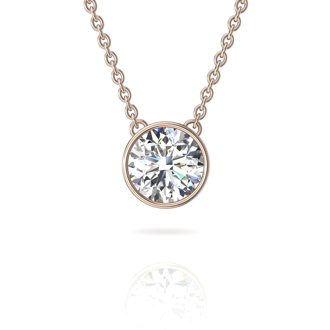 Pendentif diamant naturel rond 3.00 carats or rose Barbara