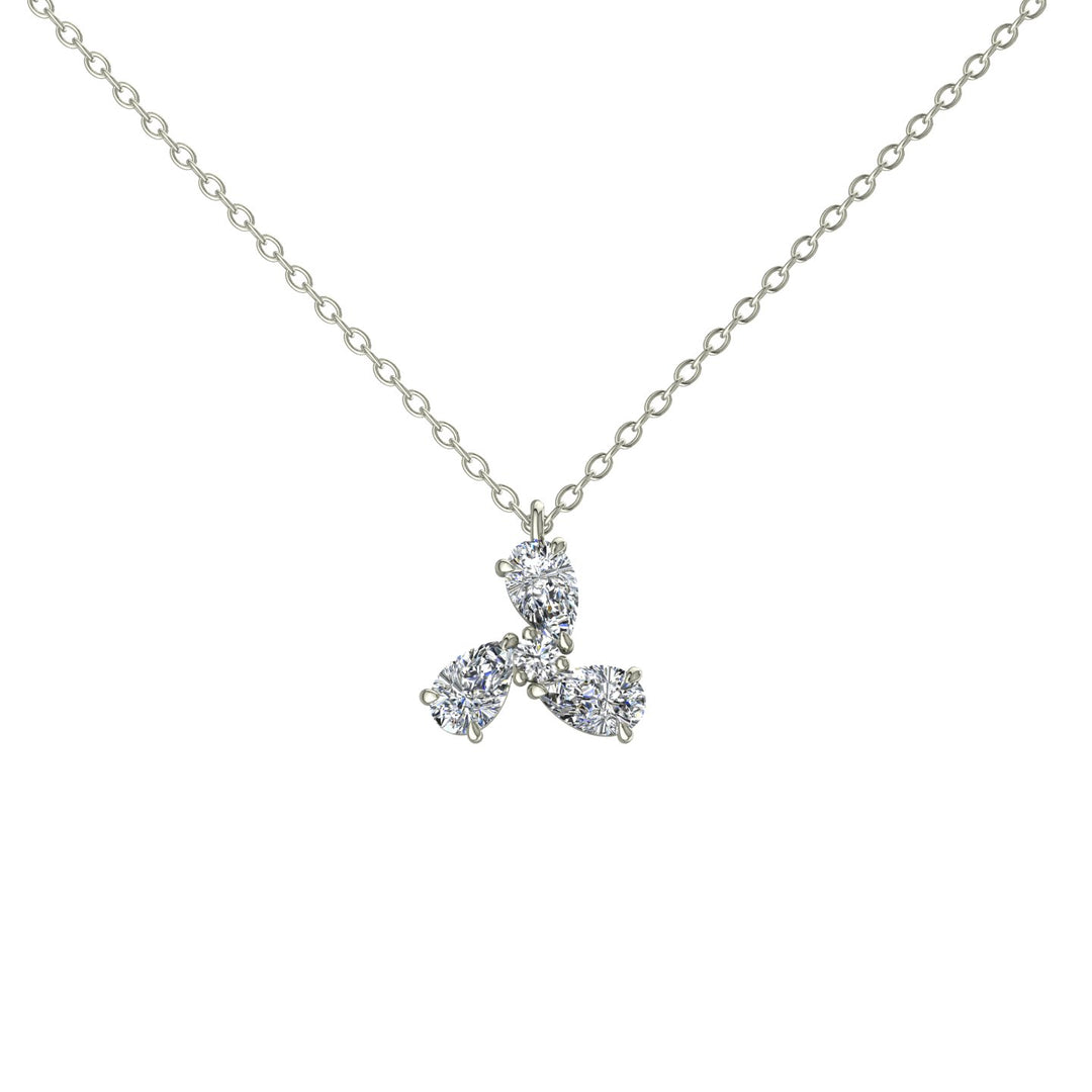 Pendentif diamant naturel rond et diamants naturels poires 0.34 carat or blanc Mellissa