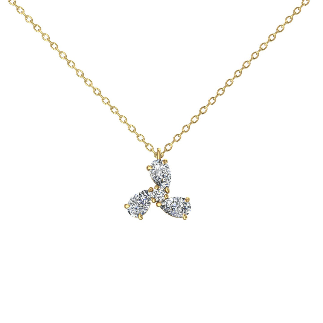 Pendentif diamant naturel rond et diamants naturels poires 0.34 carat or jaune Mellissa