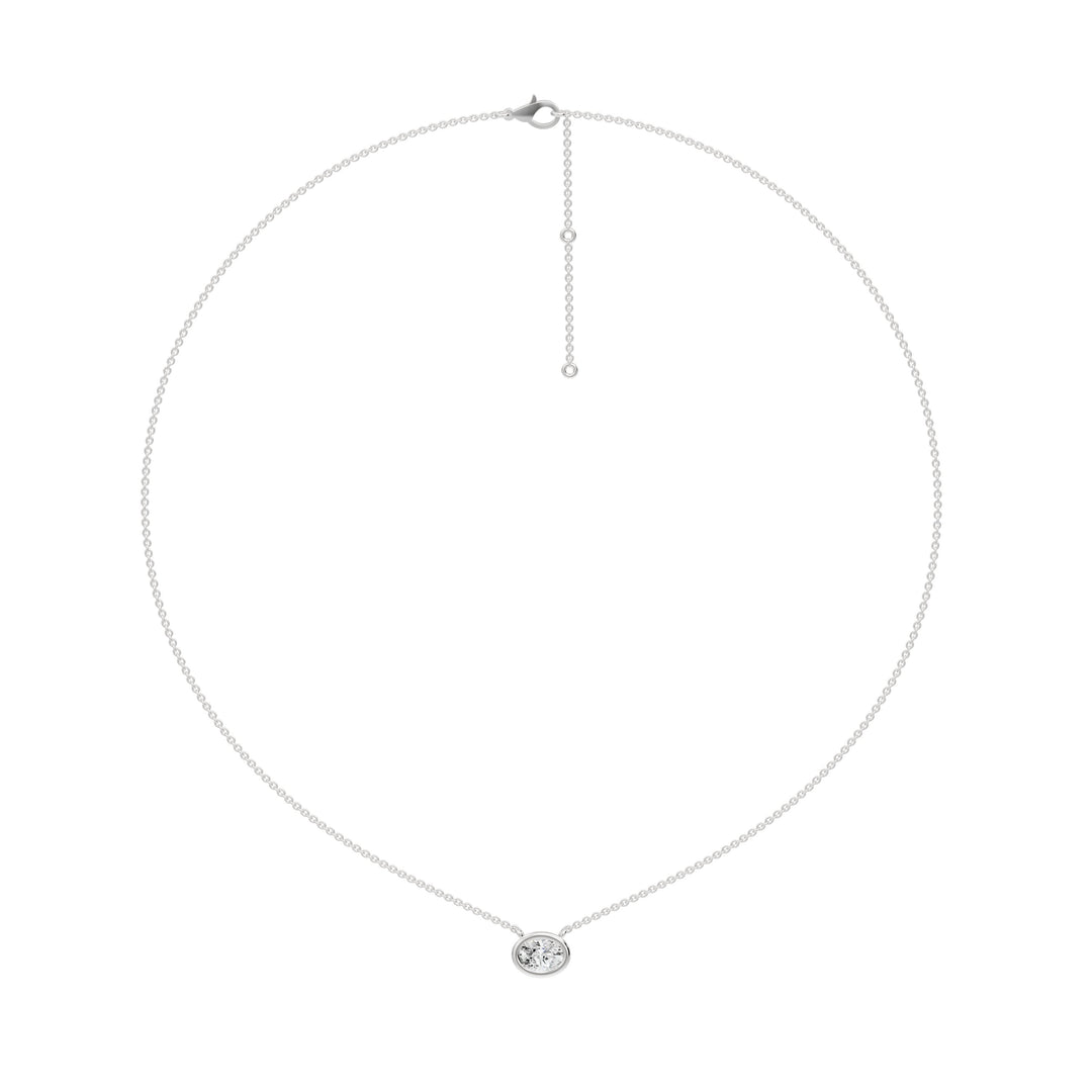 Pendentif diamant ovale 0.50 carat or blanc Augusta