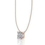 Load image into Gallery viewer, Pendentif diamant princesse 1.00 carat or rose Ely
