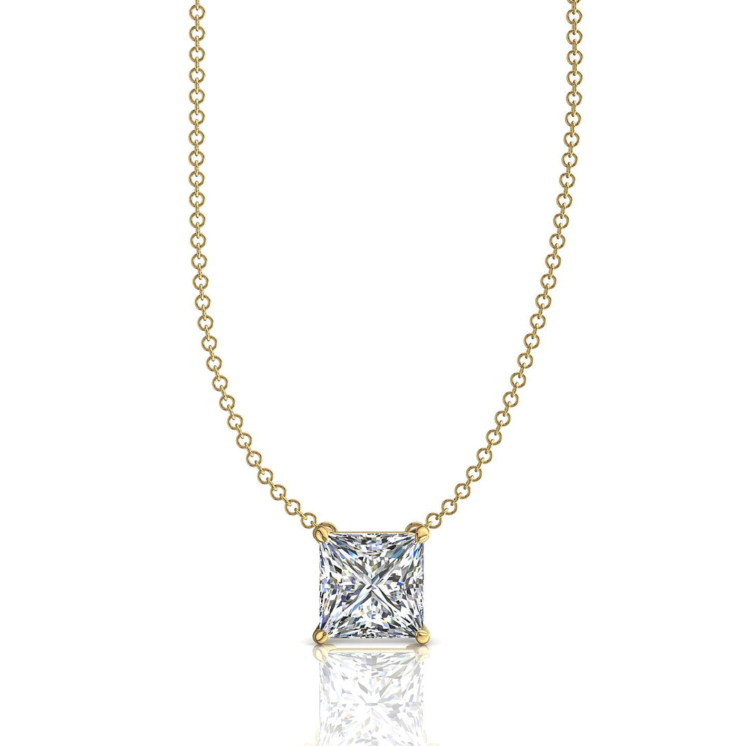 Pendentif diamant princesse 1.20 carat or jaune Ely