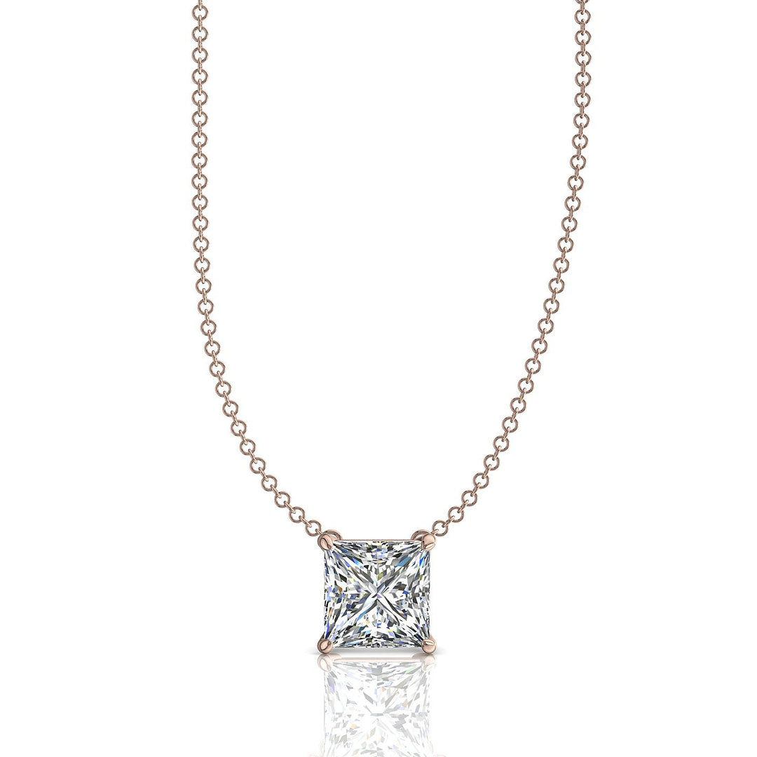 Pendentif diamant princesse 1.20 carat or rose Ely