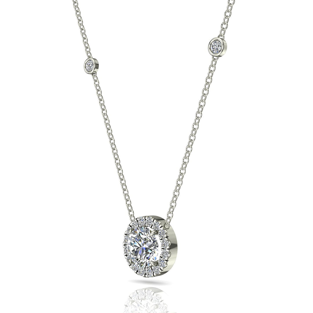 Pendentif diamant rond 0.83 carat or blanc Aurora