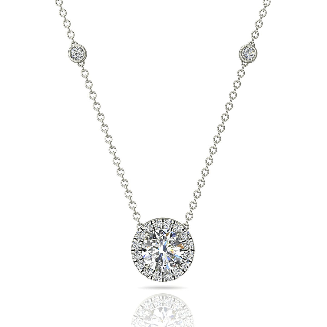 Pendentif diamant rond 0.83 carat or blanc Aurora