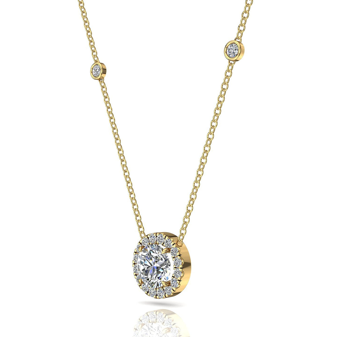 Pendentif diamant rond 0.83 carat or jaune Aurora