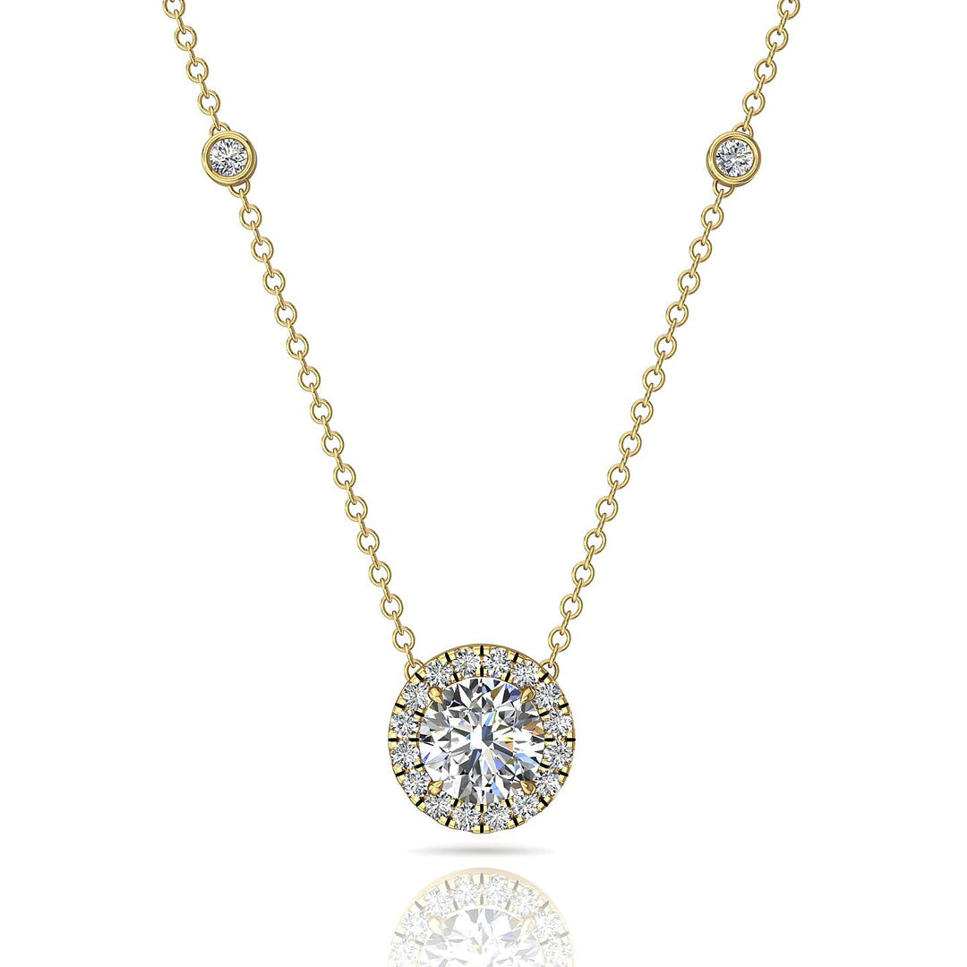 Pendentif diamant rond 0.83 carat or jaune Aurora