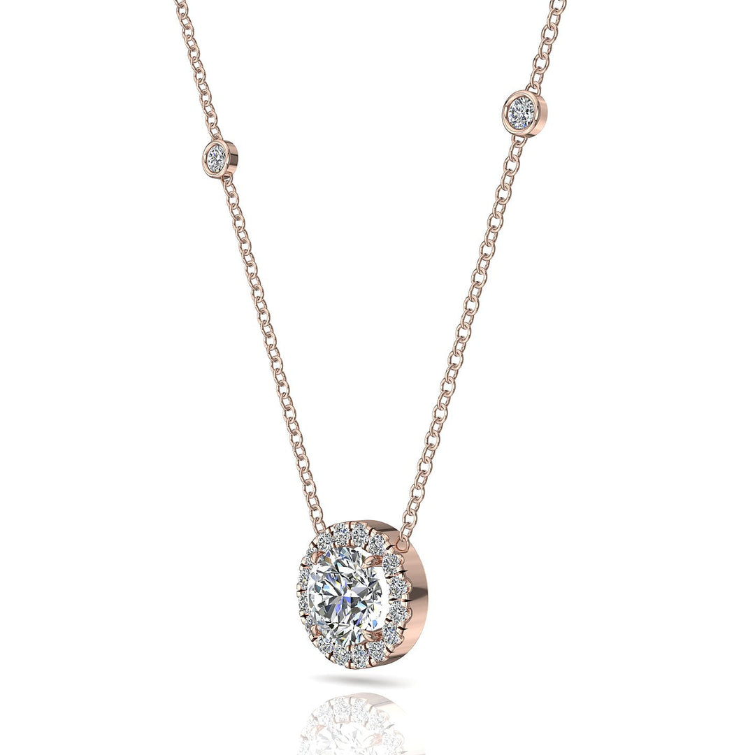 Pendentif diamant rond 0.83 carat or rose Aurora