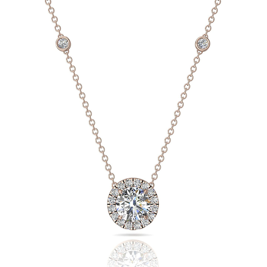 Pendentif diamant rond 0.83 carat or rose Aurora