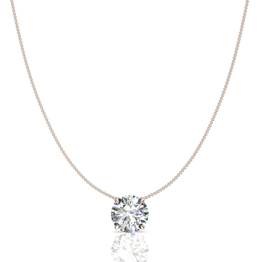 Pendentif diamant rond 1.50 carat or rose Ely