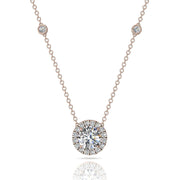 Pendentif diamant rond 3.23 carats or rose Aurora