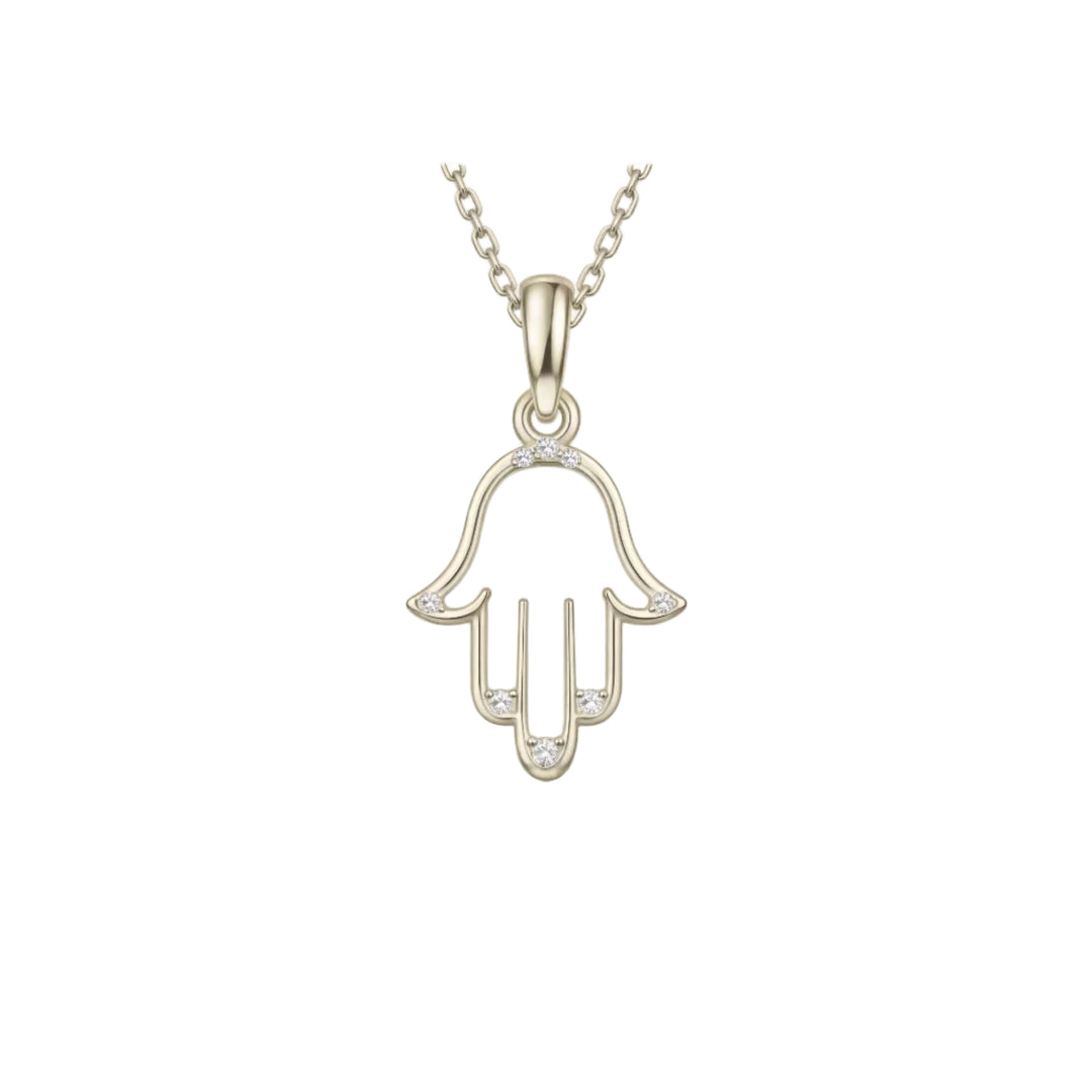 Pendentif diamants synthétiques ronds 0.11 carat or blanc 14 carats Yara