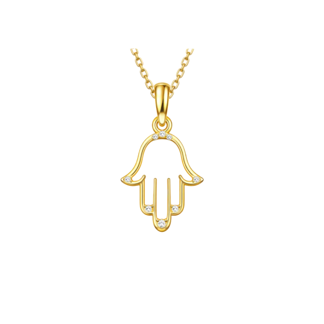 Pendentif diamants synthétiques ronds 0.11 carat or jaune 14 carats Yara