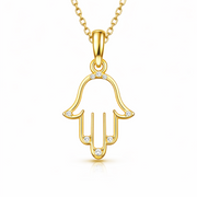 Pendentif diamants synthétiques ronds 0.11 carat or jaune 14 carats Yara