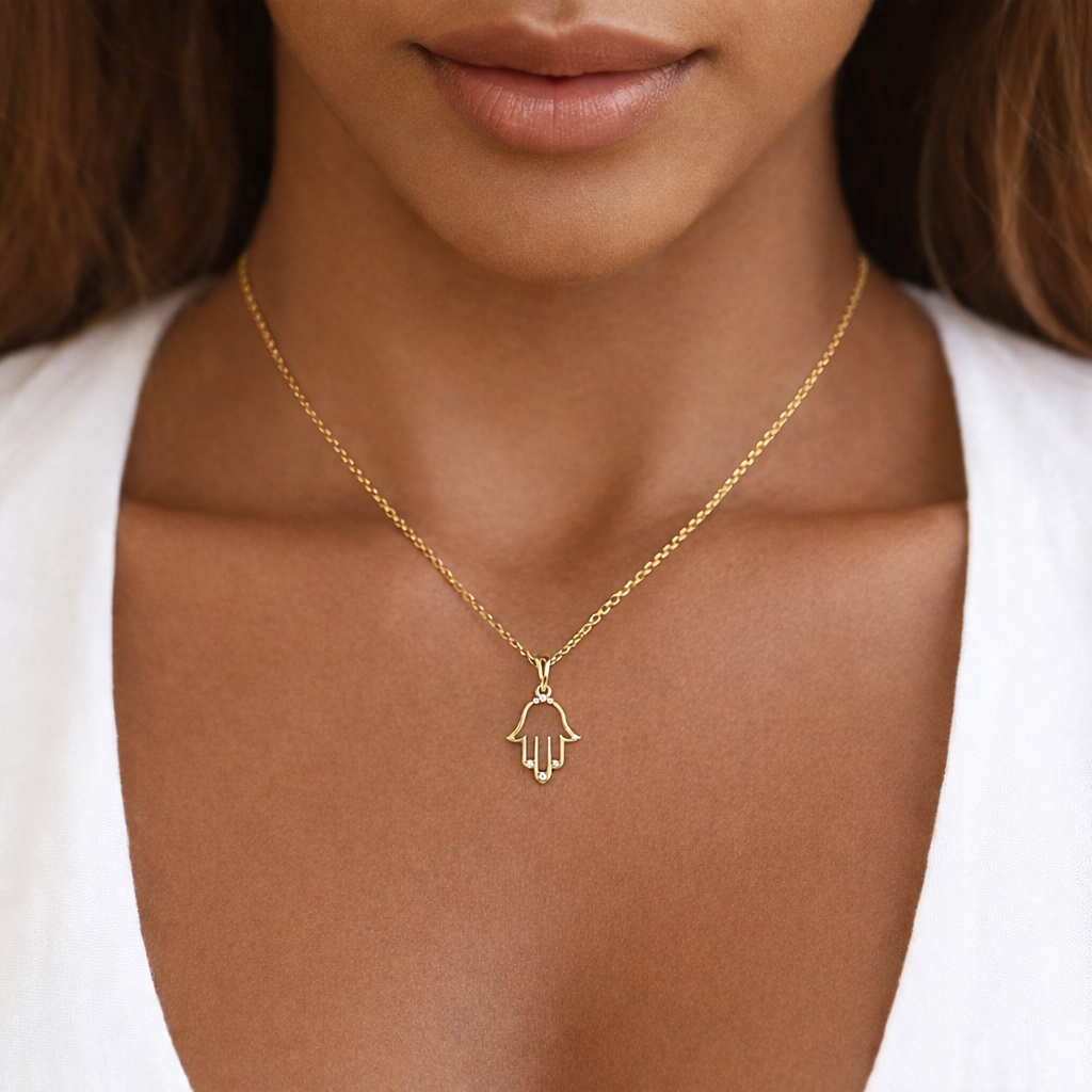 Pendentif diamants synthétiques ronds 0.11 carat or jaune 14 carats Yara