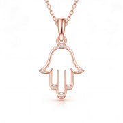 Pendentif diamants synthétiques ronds 0.11 carat or rose 14 carats Yara