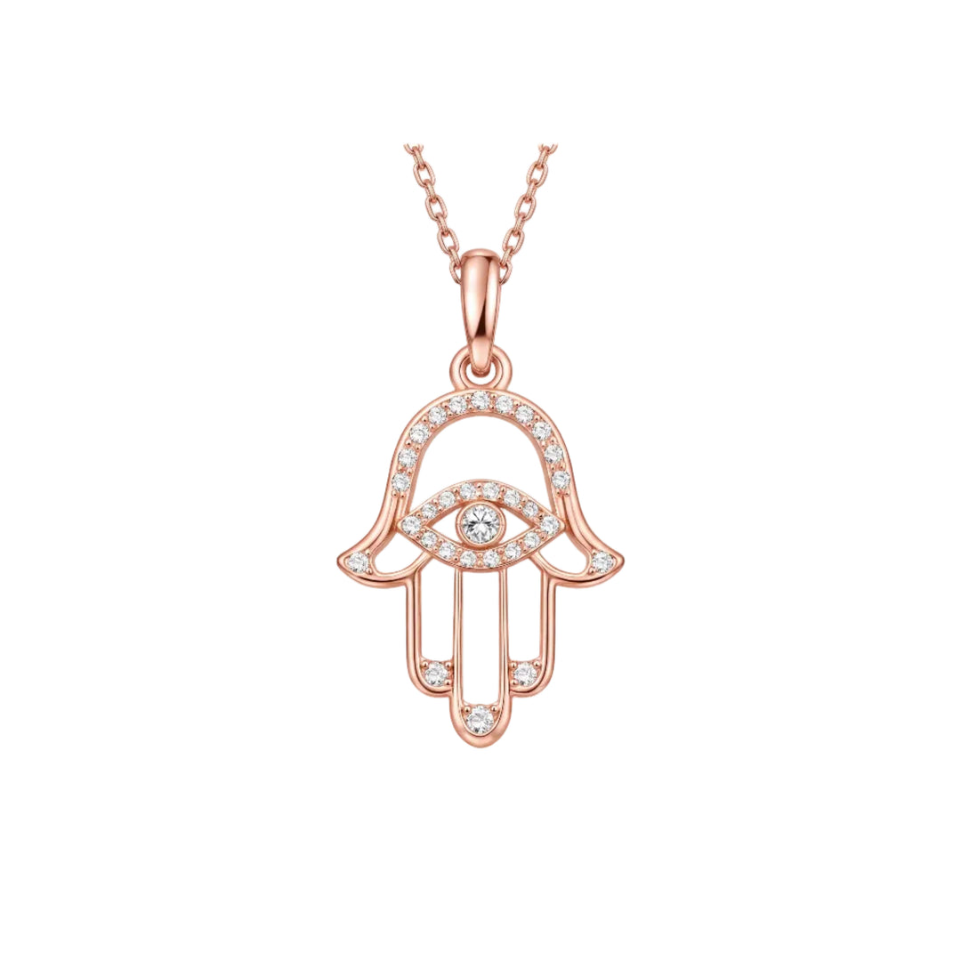 Pendentif diamants synthétiques ronds 0.22 carat or rose 14 carats Sarah