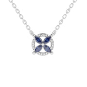 Pendentif saphirs marquises et diamants naturels ronds 0.49 carat or blanc 14 carats Clarina