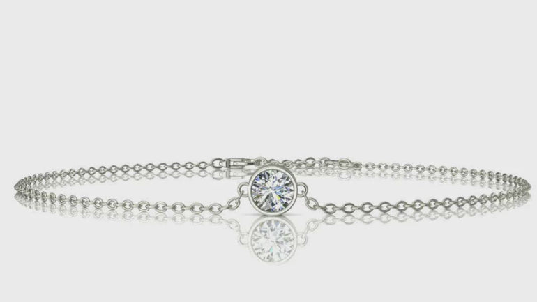 Bracelet Solitaire 1,00 Ct -Or Gris 18K