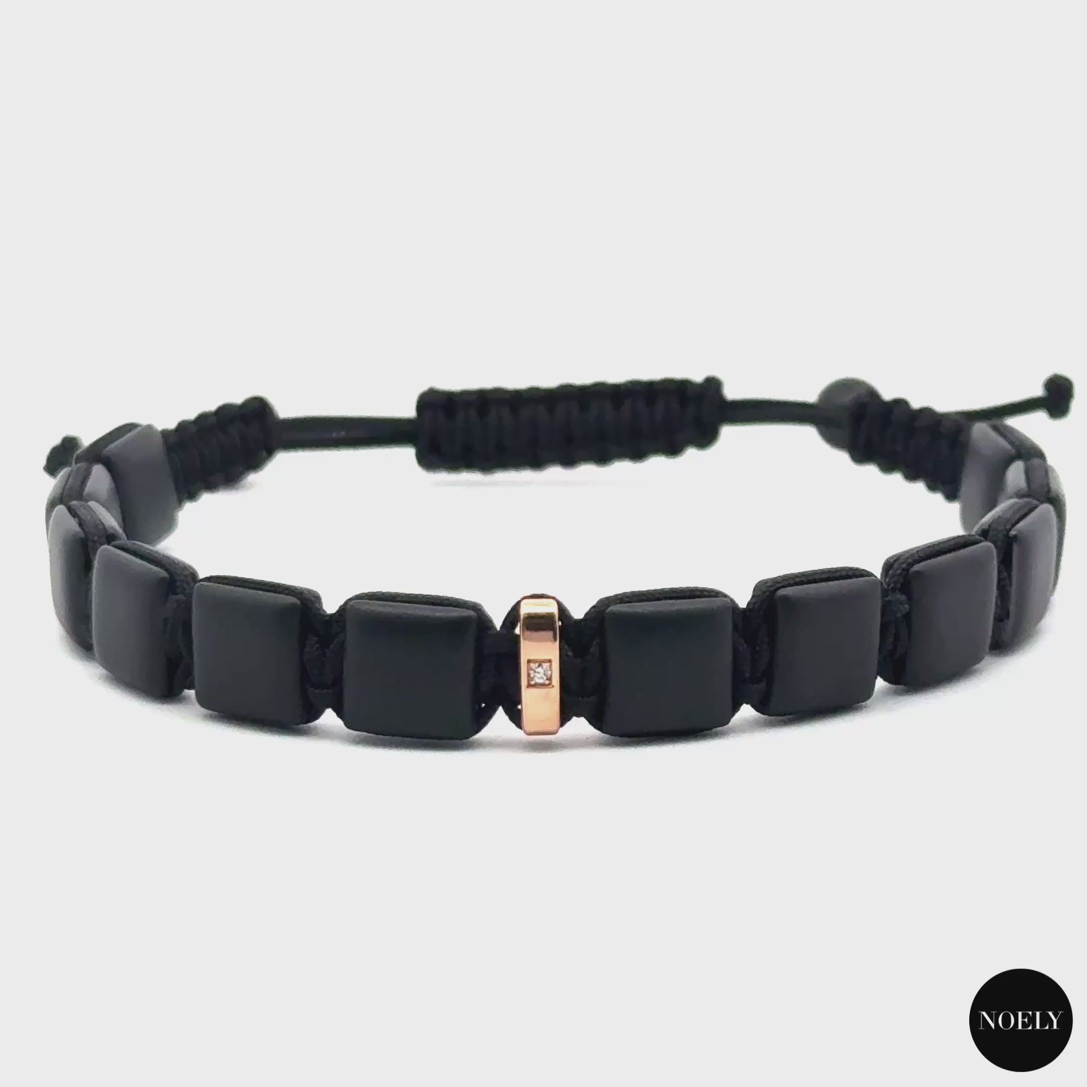 Bracelet Homme Céramique Noire, Or Rose 18K et Diamant naturel Vito.
