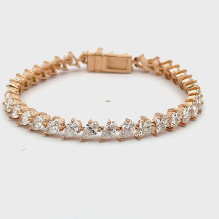 Bracelet rivière POIRES 0.20 Ct or rose Irena