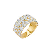 Bague de mariage diamants synthétiques poires et diamants synthétiques marquises 5.45 carats or jaune 14 carats Amalfi