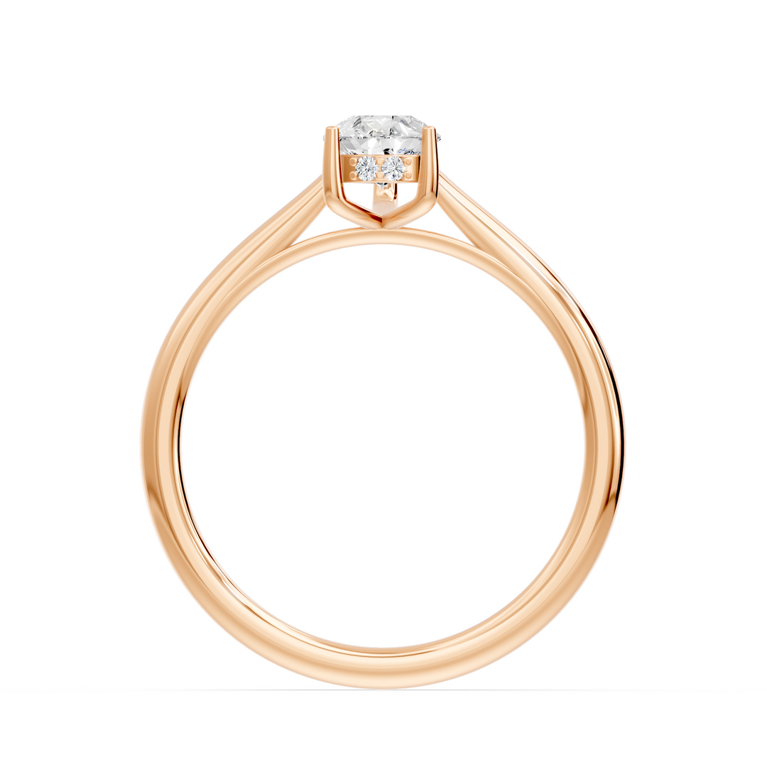 Solitaire Amalia bague diamant naturel poire 1.00 carat or rose 14 carats