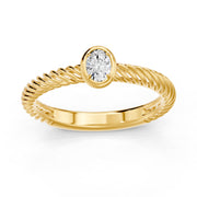 Solitaire bague diamant naturel ovale 0.20 carat or jaune Octavia