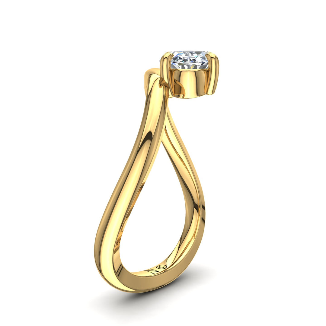 Solitaire diamant naturel ovale Raffaella 0.50 carat or jaune