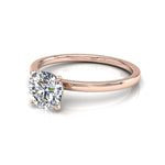 Charger l'image dans la visionneuse de la galerie, Bague diamant naturel rond 1.00 carat or rose 14 carats Ely