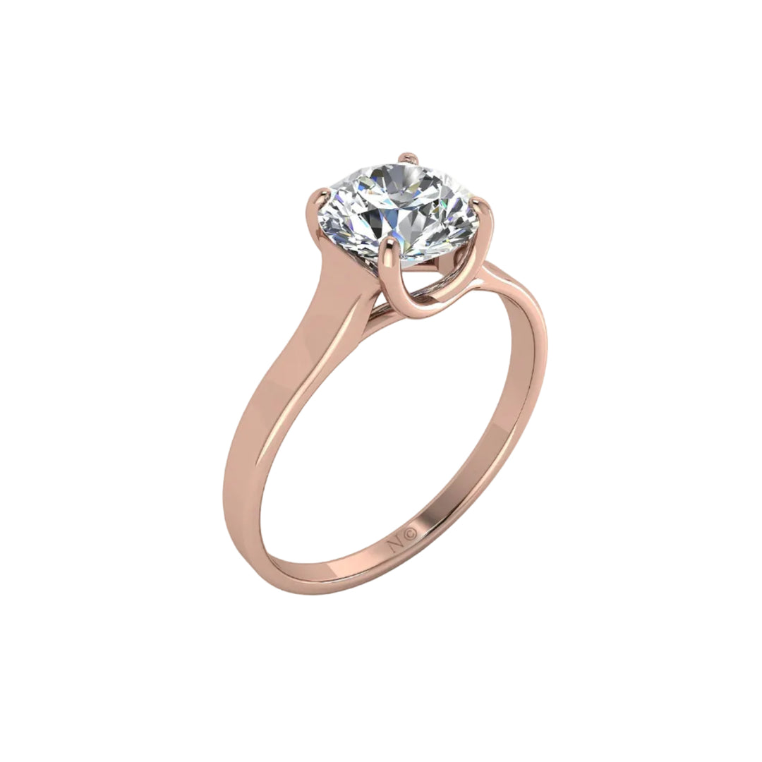 Bague de fiançailles diamant naturel rond 1.00 carat or rose Carina