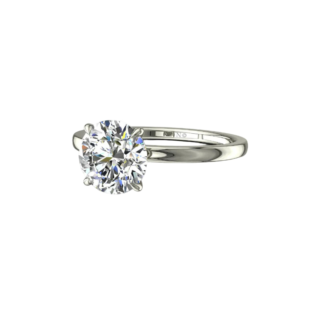 Bague de fiançailles diamant naturel rond 1.20 carat or blanc 14 carats Ely
