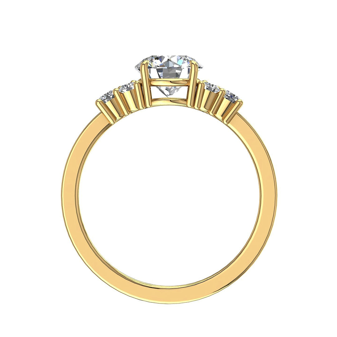 Bague solitaire 2.83 carats or jaune diamant naturel rond Valentina