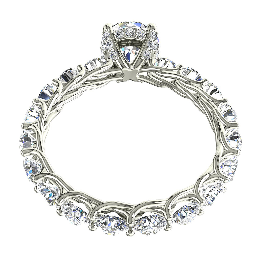 Solitaire diamant naturel rond 3.00 carats or blanc Angela