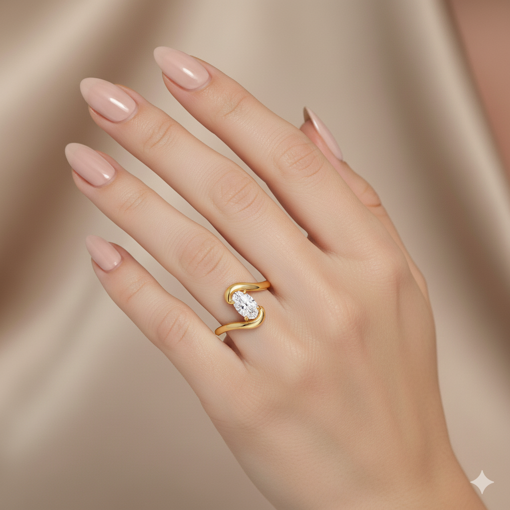 Solitaire diamant ovale 1.00 carat or jaune Fiorenza