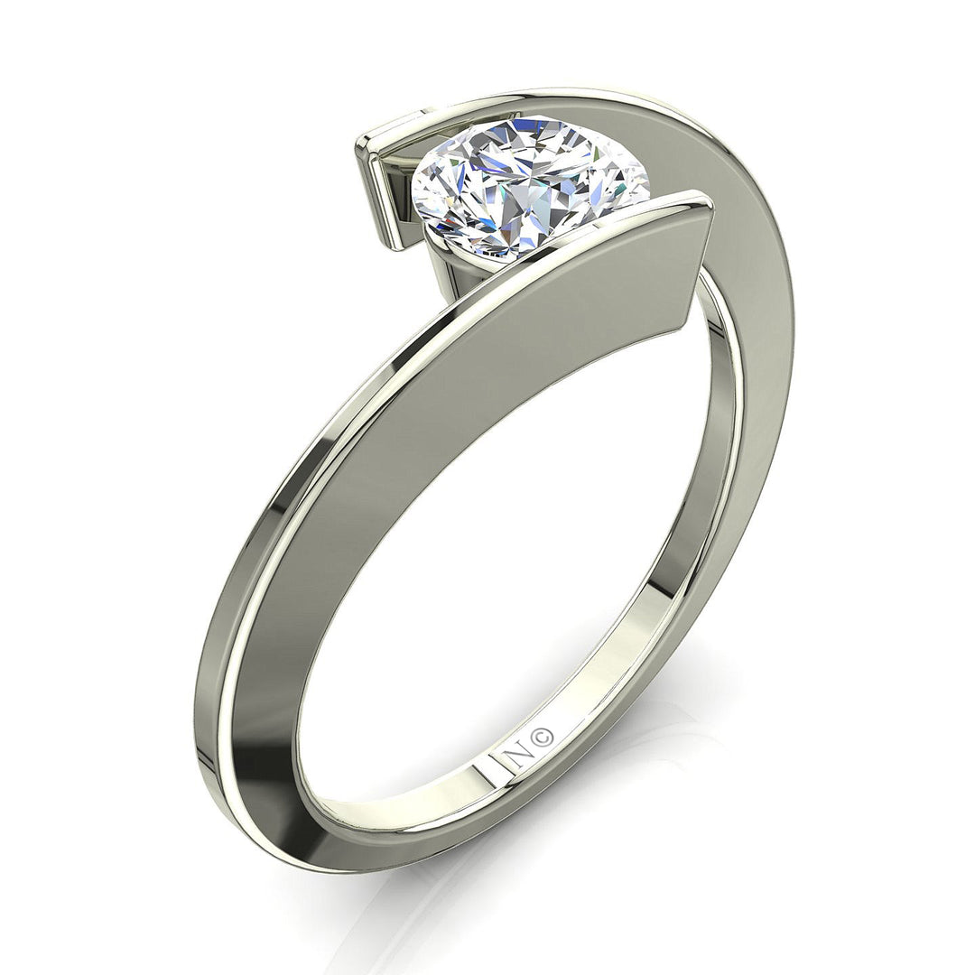 Bague Francesca diamant rond 0.60 carat or blanc